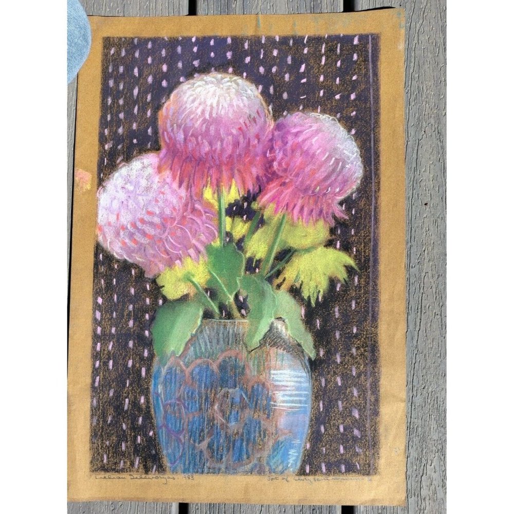 Lillian Delevoryas~"Pot of ... " 1983 Signed 17.75x12" Original Pastel